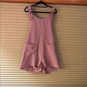 Mauve Sleeveless Romper with Pockets